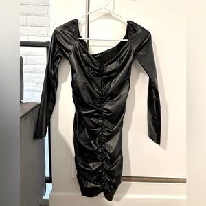 Black Longsleeve faux leather mini dress